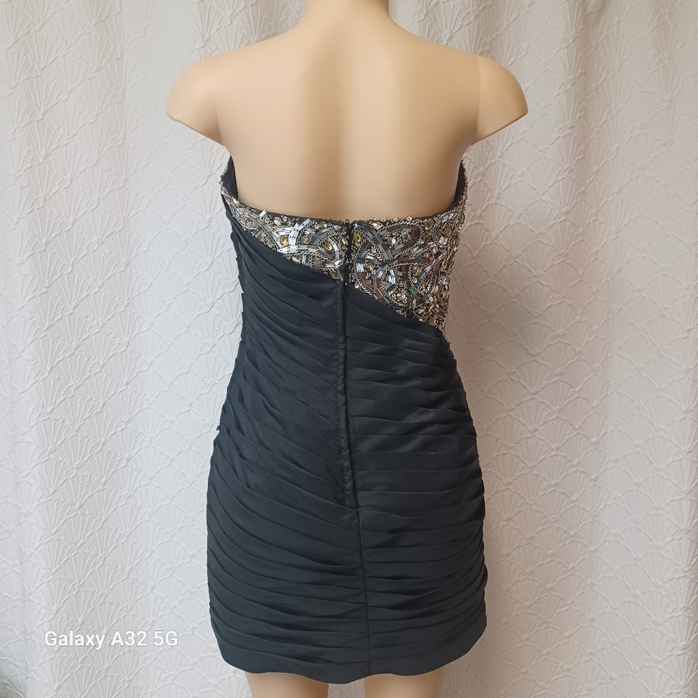 Kiss Kiss Formal Black and Silver Strapless Dress Women Size 10 - Picture 9 of 16